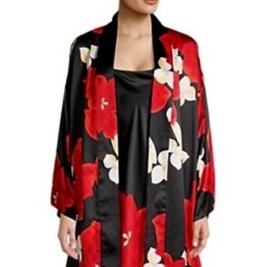 NEW! Natori Red & Black Silky Nightgown & Robe Set